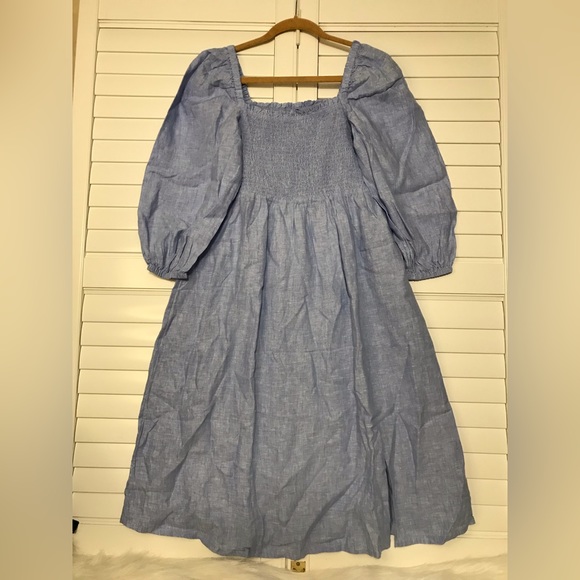 J. Crew Linen Daydream Dress in French Blue Size Large Petite LP NWT - Picture 2 of 9